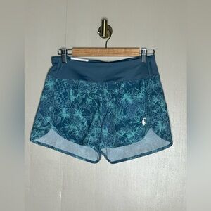 Reel Legends Beach Active Shorts Medium Blue Hibiscus Camo Swim Running UPF 50